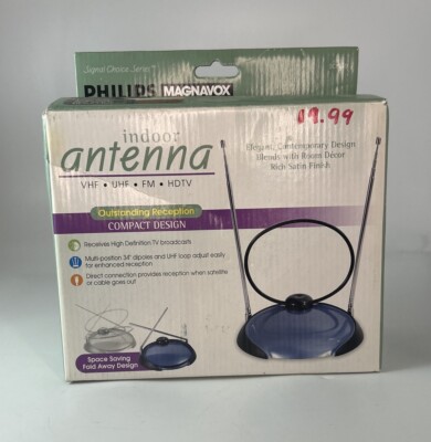 Philips Magnavox SCP010 Indoor TV Antenna w/Fine Tuning VHF/FM/UHF: 75 Output