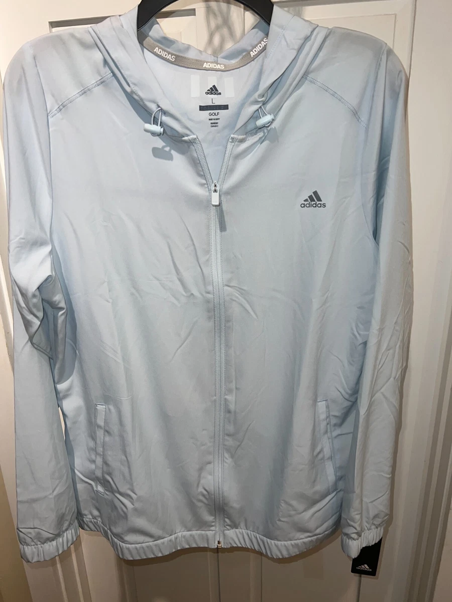 adidas Women&#039;s Woven Golf Full Zip Hooded Light Blue LS S M XL NWT | eBay