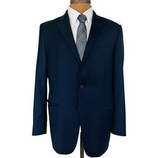 Hickey Freeman Blue Milburn II Wool 2 Button Blazer Made in USA Mens Size 42R