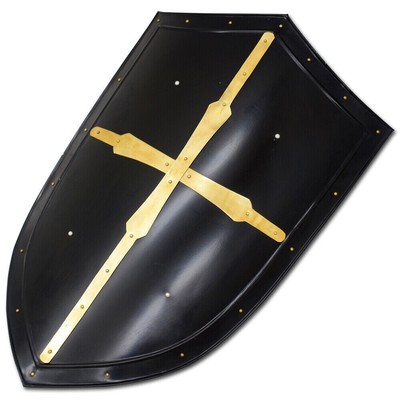 Medieval Warrior Knight Black Heater Shield Battle Shield 18 Gauge Steel