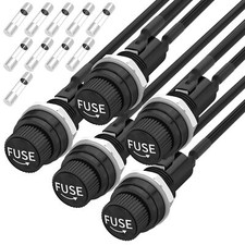 Joinfworld Panel Mount Fuse Holder 5X20Mm 12V DC 250V AC Screw Cap Fuse Holders