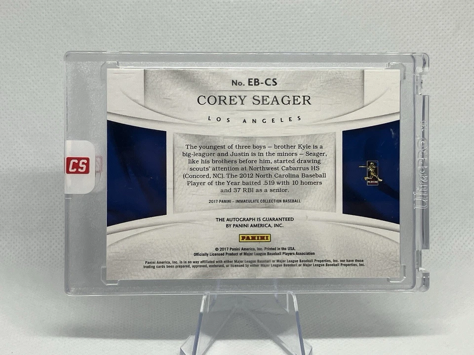 2017 Panini Immaculate Autograph Eye Patch #EB-CS Corey Seager /10 Dodgers🔥⚾️ - Image 4 of 4