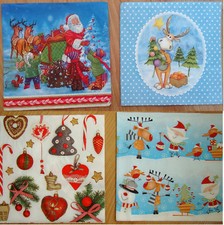 4sets paper napkins Christmas tree,candles,Santa Claus,deer 33cm-2pc,decoupage