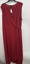 Lane Bryant Red V-Neck Wrap Dress Sz 18/20 Sleeveless NWT