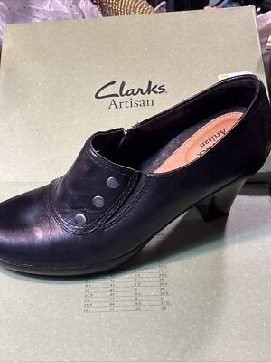 #ad Clarks Women#x27;s Vermont Terrace Clog US 8.5M Black Patient leather Block Heel Sho $43.99