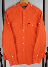 VTG POLO RALPH LAUREN Size Large Linen/Silk Orange Button Front Shirt Nautical
