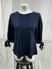 NWT Banana Republic Cotton Bow Sleeve Top Navy Blue Size M