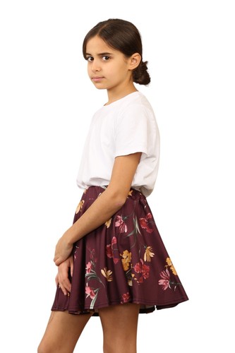 Girls Mini Flared Skater Skirt Elasticated Waist Stretchy Casual Everyday Wear - Picture 62 of 66