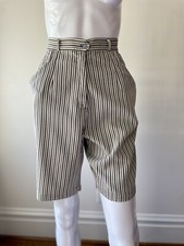 Vintage 50s High Waisted Striped Bermuda Long Shorts cotton Bradley 26w VGUC