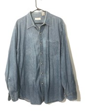 Denim Shirt-Men  s Sz. Large. Long Sleeve, Button Down, Med Wash-Blue W/ Pocket