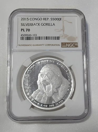 2015 CONGO 5000 FRANCS SILVERBACK GORILLA NGC PL70