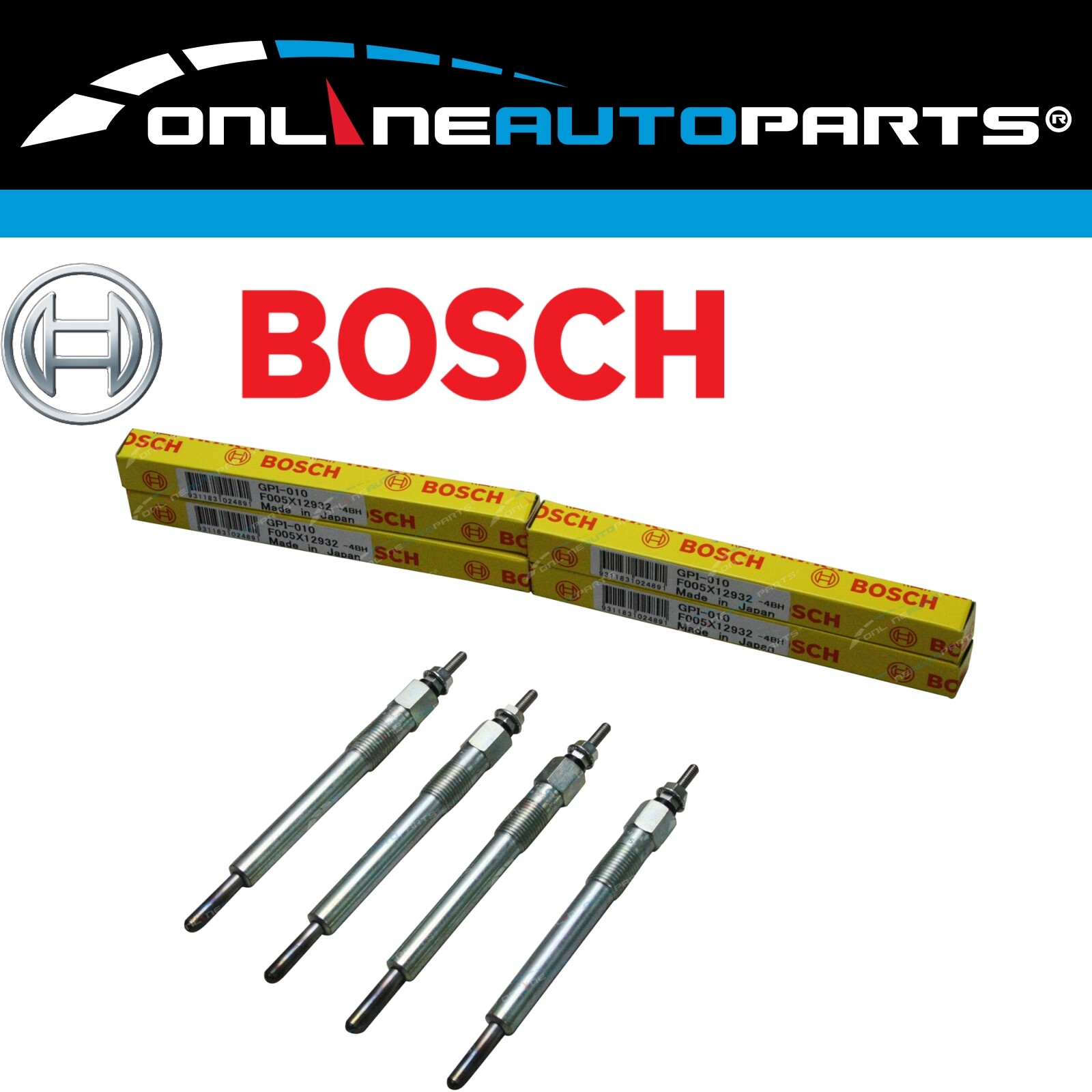 4 x Bosch Glow Plugs for Holden Rodeo RA TF 4cyl 3.0L 4JH1TC 20012006