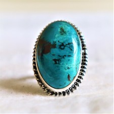 AZURITE RING NATURAL GEMSTONE 925 STERLING SILVER HANDMADE JEWELRY WOMEN RING