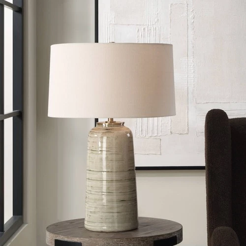 Uttermost Strata 26 1/4" High Tan Glaze Ceramic Table Lamp - Picture 1 of 7