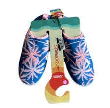 Speedo Junior L 4-5 Beach Bootie Palm Tree Water Shoes Blue Pink NWT