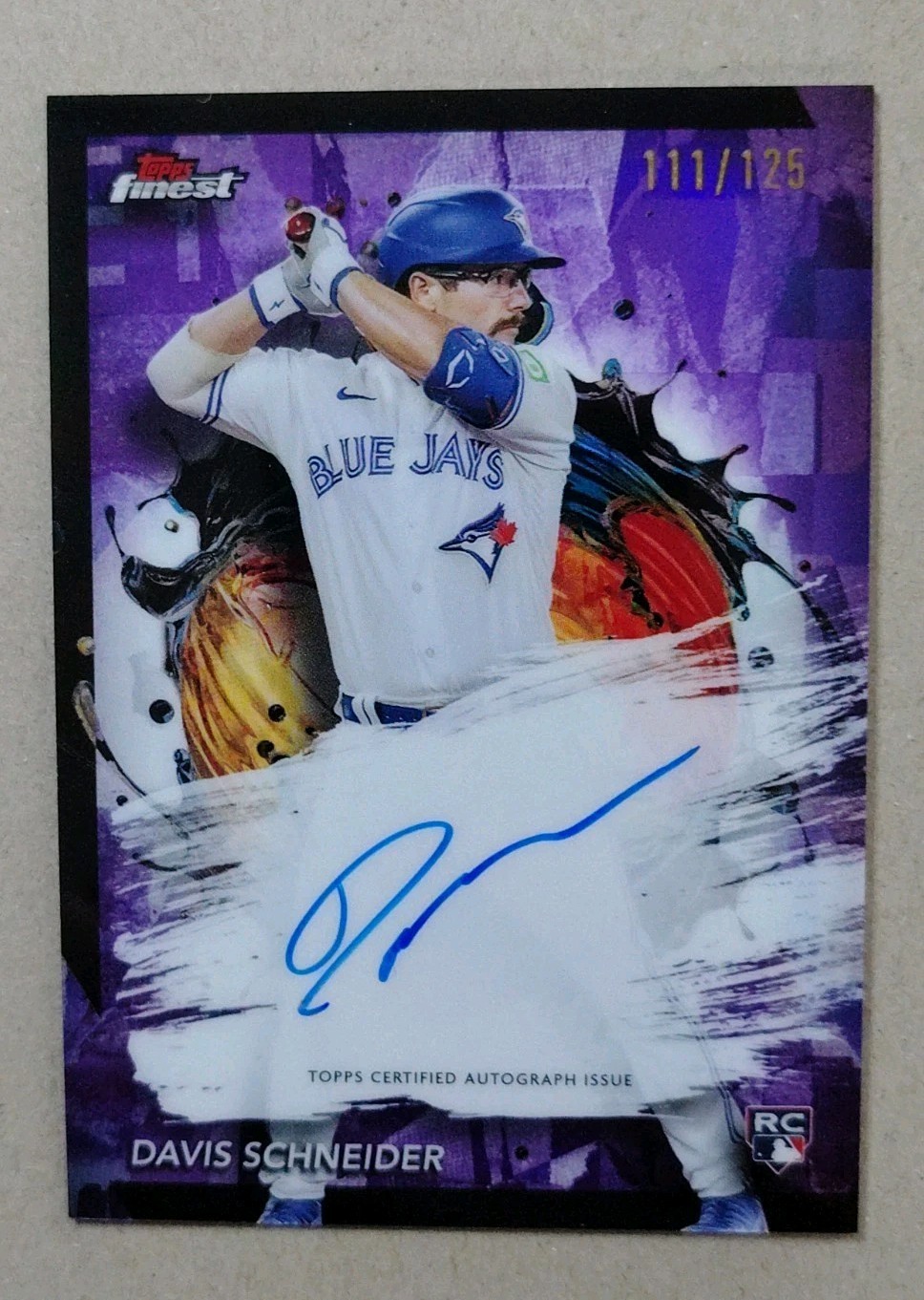 2024 Topps Finest Purple /125 Rookie Davis Schneider Auto No. FA-DS Blue Jays!