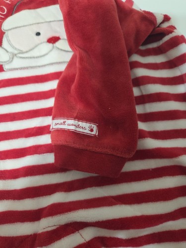 Small Wonders One-Piece Striped Christmas Santa Footed Pajamas 3-6 M - Picture 6 of 8