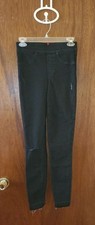Spanx Vintage Distressed Ankle Skinny Jeans Sz Xs Black Pull on 128