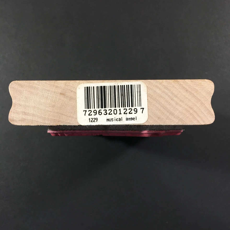 Hampton Arte Musical Cuerno de Ángel Religioso Navidad Sello de Goma Montado en Madera Foto 4 de 4