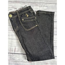 Baby Phat Jeans Girls 6X Shimmery Straight Dark Wash Y2K Streetwear Cat Logo NWT