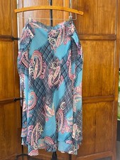 Koret Woman 24W Paisley High Low Midi Skirt Blue Pink Lined Elastic Waist Plus