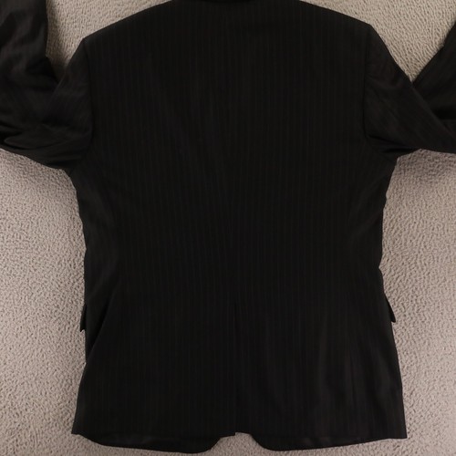 Jos A Bank Jacket L 44R Black Pinstripe Herringbone 100% Wool Twill Blazer - Picture 9 of 16