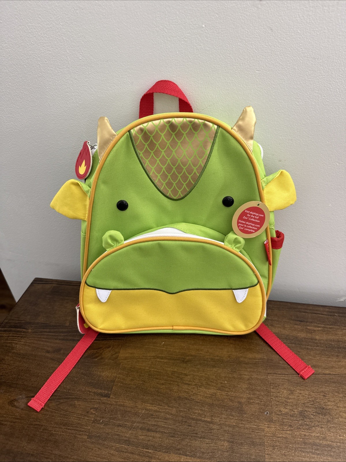 Skip Hop Zoo Dragon Kids Backpack Green Yellow 13 Adjustable