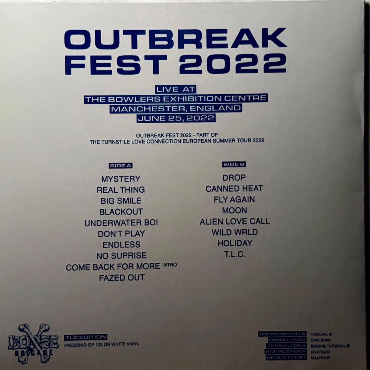Turnstile Outbreak Fest 2022 LP White Vinyl Live Numbered Limited Edition NEW