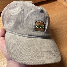 Cheeseburger Hat Cap Gray Corduroy Strapback Adjustable Embroidery Vintage Cool