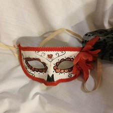 Red Day of the Dead Skull Flower Mask Masquerade Fashion Men Women