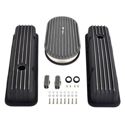 #ad Short Finned Valve Covers amp; 15quot; Air Clean Kit for 58 86 SBC Chevy 327 350 400 $128.86