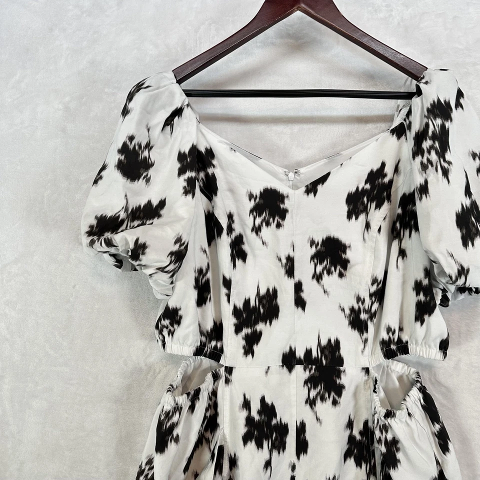 Vestido Prabal Gurung Mujer 16W Negro Blanco Abstracto Recorte Manga Abullonada Mini Foto 2 de 4