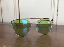 Ladies Cat Eye Sunglasses Green Tinted Lenses New
