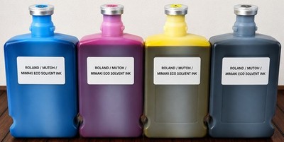 PREMIUM COMPATIBLE ECO SOLVENT INK FOR ROLAND MUTOH MIMAKI ( 4 x  500ml) CYMK