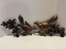 Vtg  Coppercraft Guild Bird Wall Plaques on Dogwood Flower BranchesWall Decor