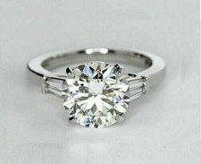 2CT Round Cut Moissanite Solitaire Women's Engagement Ring 14K White Gold plated