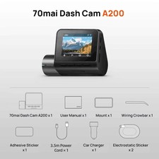70mai A200 Dash Cam 1080P Doppio Canale Anteriore Posteriore 130° FOV Visione Notturna WiFi APP