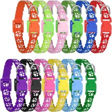 12-Pack Puppy Collars,Paw Print Puppy Whelping Quick Release Buckle