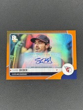 2023 Topps Big League Wrapper Redemption SHANE BIEBER Orange /25 AUTO Guardians