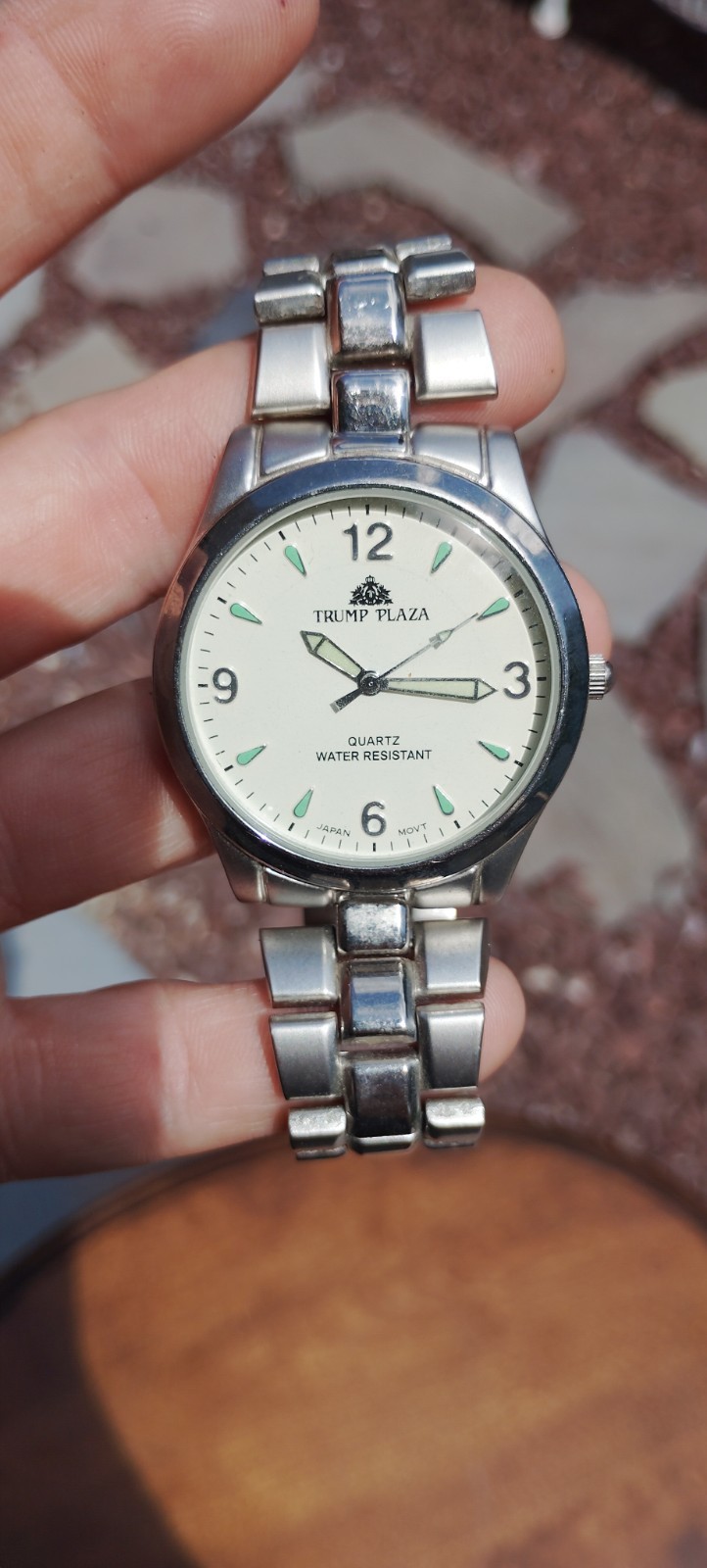 Trump Plaza Quartz Water-Resistant Analog Watch, Stainless glow in the dark dial