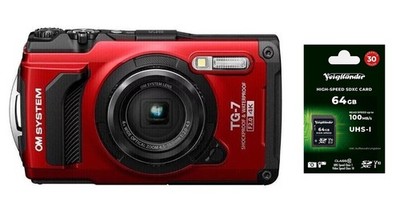 OM-System Tough TG-7 rot + Zubehörpaket: 64GB Outdoor Digitalkamera