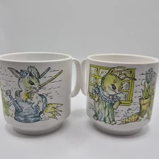 2 Vintage Peter Rabbit Children Mug Cup Plastic Melamine Cup 1970s Oneida Ware  