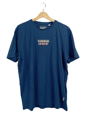 Napapijri T-Shirt Homme Bleu Logo 1987 Coton Casual (EU 42, INT XL) - Photo 1/4