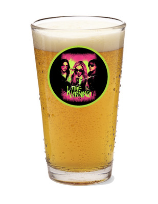 The Warning (Neon) - 16oz Pint Beer Glass Handmade Rock and Roll Liquor Seltzer