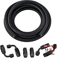  6AN Fuel Line Kit,AN6 Braided Nylon Fuel Hose CPE 10FT 6AN 10FT Black