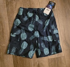 Boys XL 18-20 Kanu Surf Navy Print Cargo UPF 50 Board Shorts Mesh Lining NWT