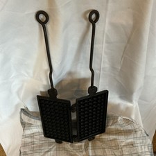 Antikes Waffeleisen Gusseisen 11x20cm Vintage Alt Belgische Waffeln  Original