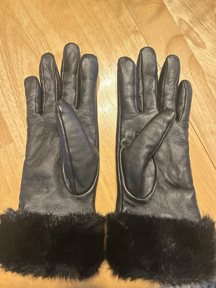 Guantes Charter Club de cuero para mujer con puños de piel sintética talla M Foto 2 de 4