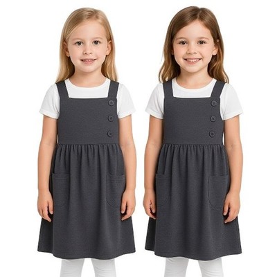 Kinder 2er Pack Mädchen Schuluniform Kleid weich bequem Träger Schulkleider