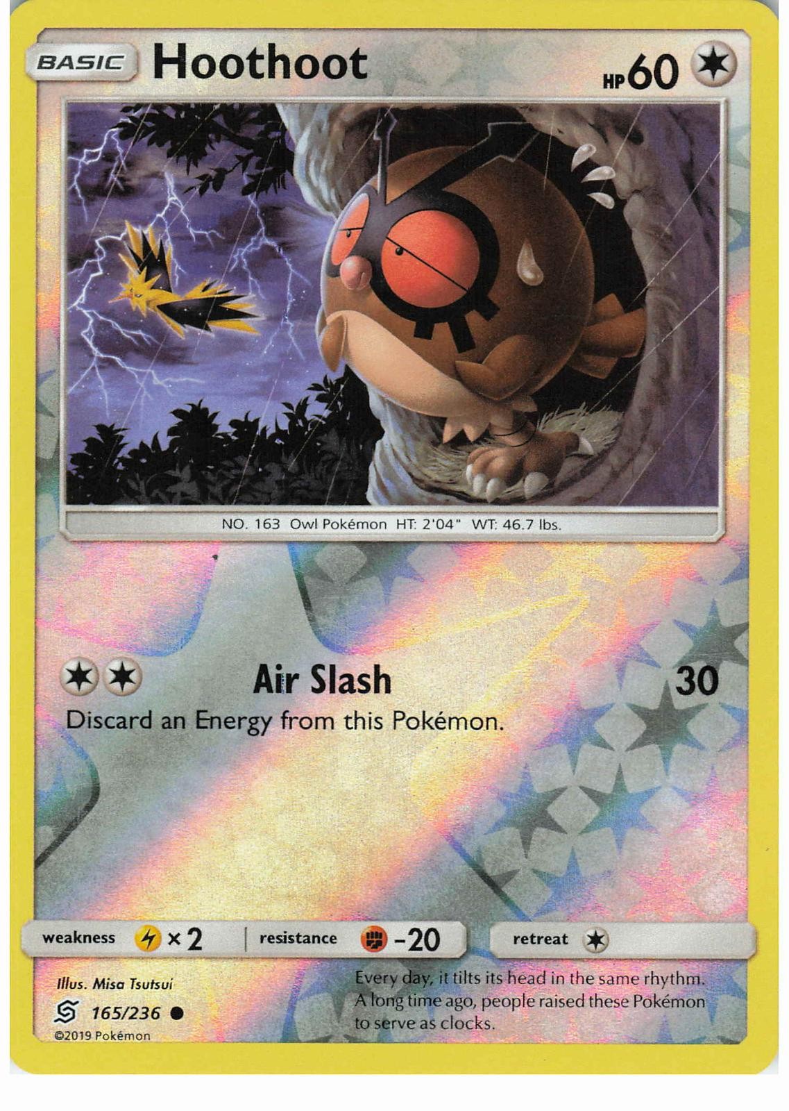 Hoothoot 165/236 Reverse Holo Common Unified Minds Pokemon LP